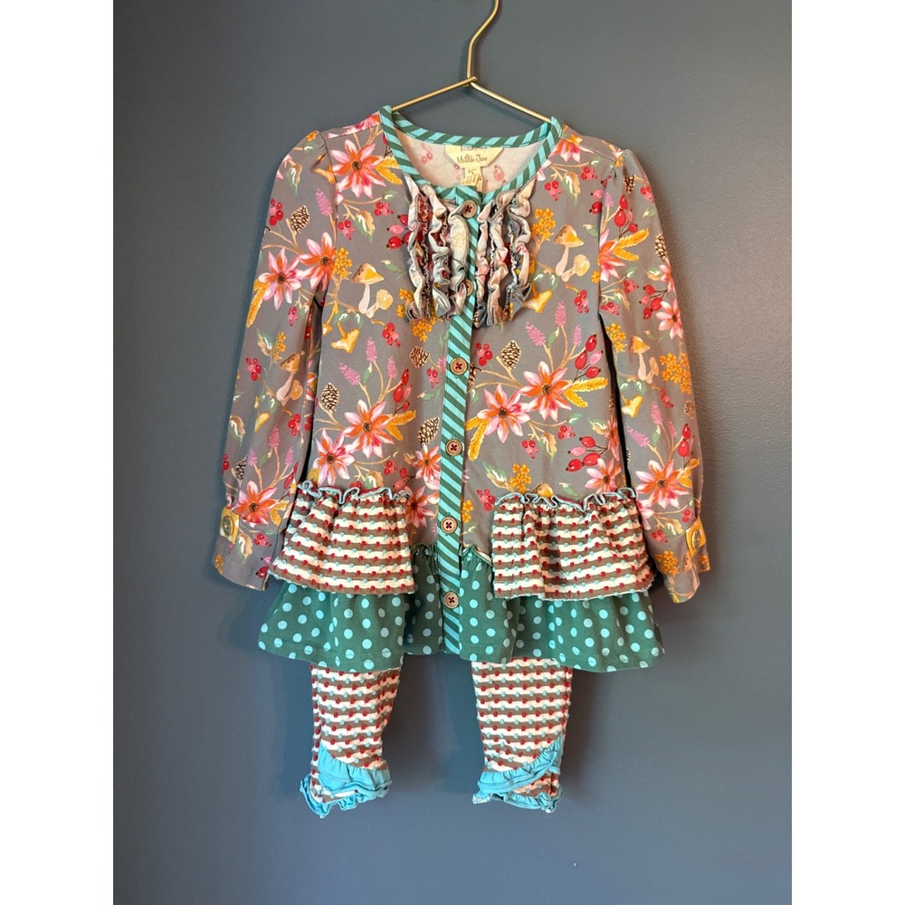 Matilda Jane Girls Woodland Floral Ruffle Tunic and Legging Set Size 2T